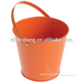 Orange Color Round Shape Coating Metal Buckets/Pails For Decoration